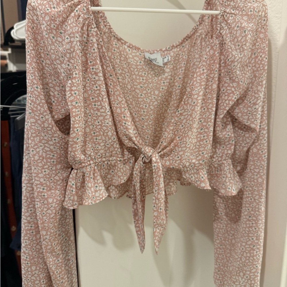 Princess Polly Blush Floral Ruffle Blouse